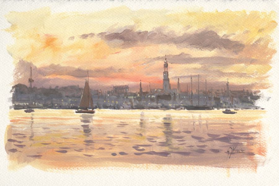 Sonnenaufgang in Hamburg
