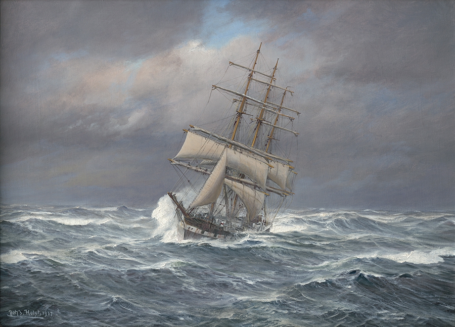 Vollschiff im Sturm