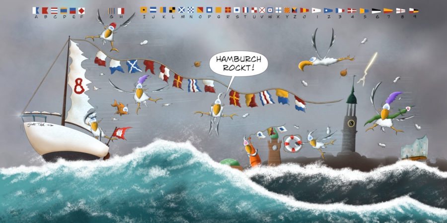 Flaggenalphabet - Hamburch rockt