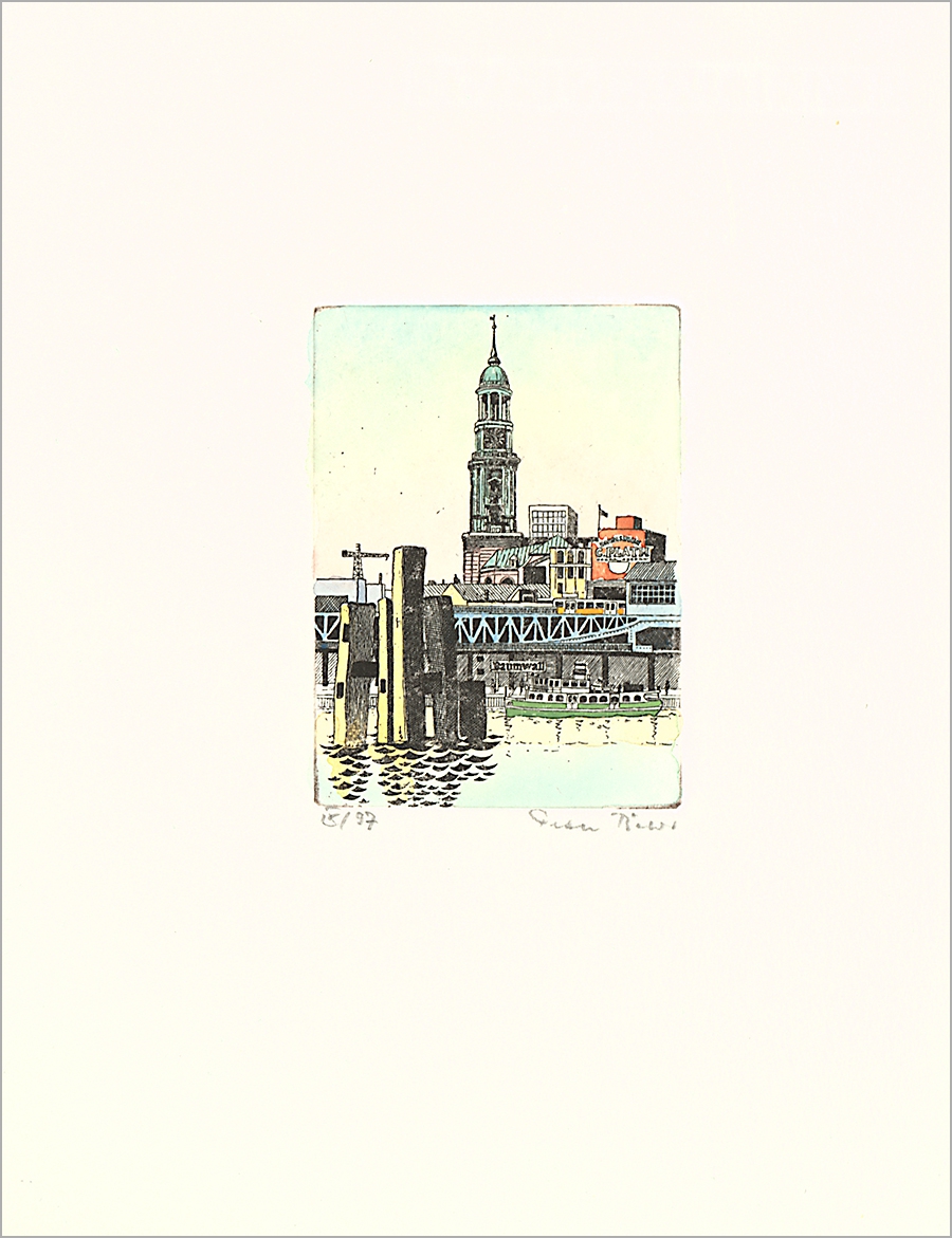 Baumwall - Blick auf den Michel