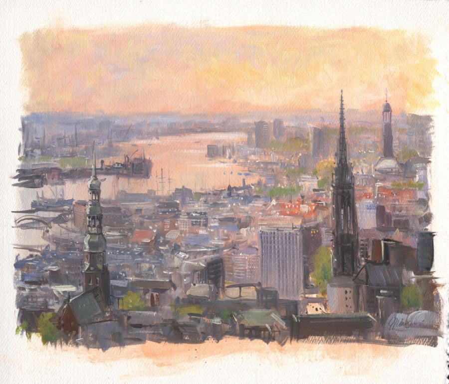 Abendlicht über Hamburg