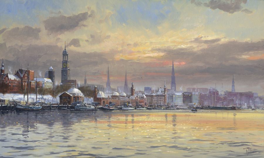 Morgens im Hamburger Hafen -VERKAUFT-