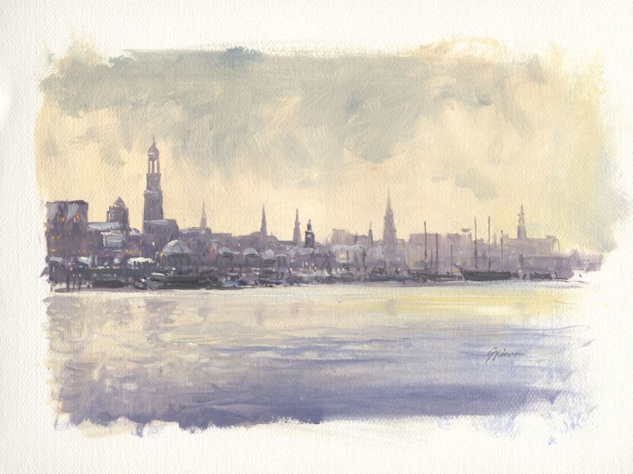 Abends im Hamburger Hafen