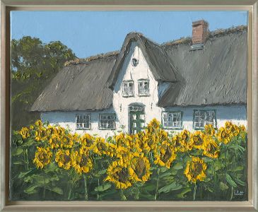 Sonnenblumen vor Friesenhaus, Sylt -VERKAUFT-